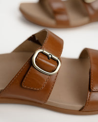 Dansko Justine Leather Slide Sandal in Luggage Brown