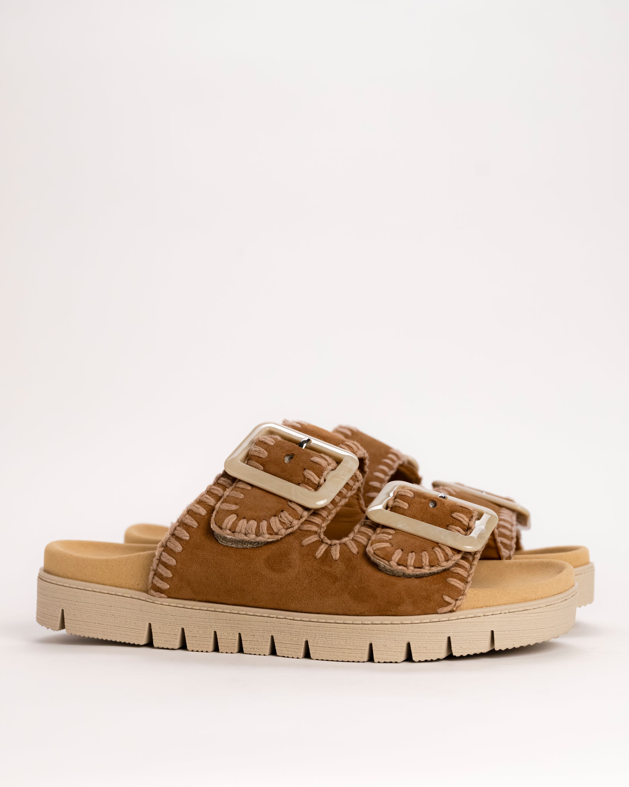 Gabor Tan Suede Whipstitch Slide Sandal 63.741.14 – Plaza Shoe Store
