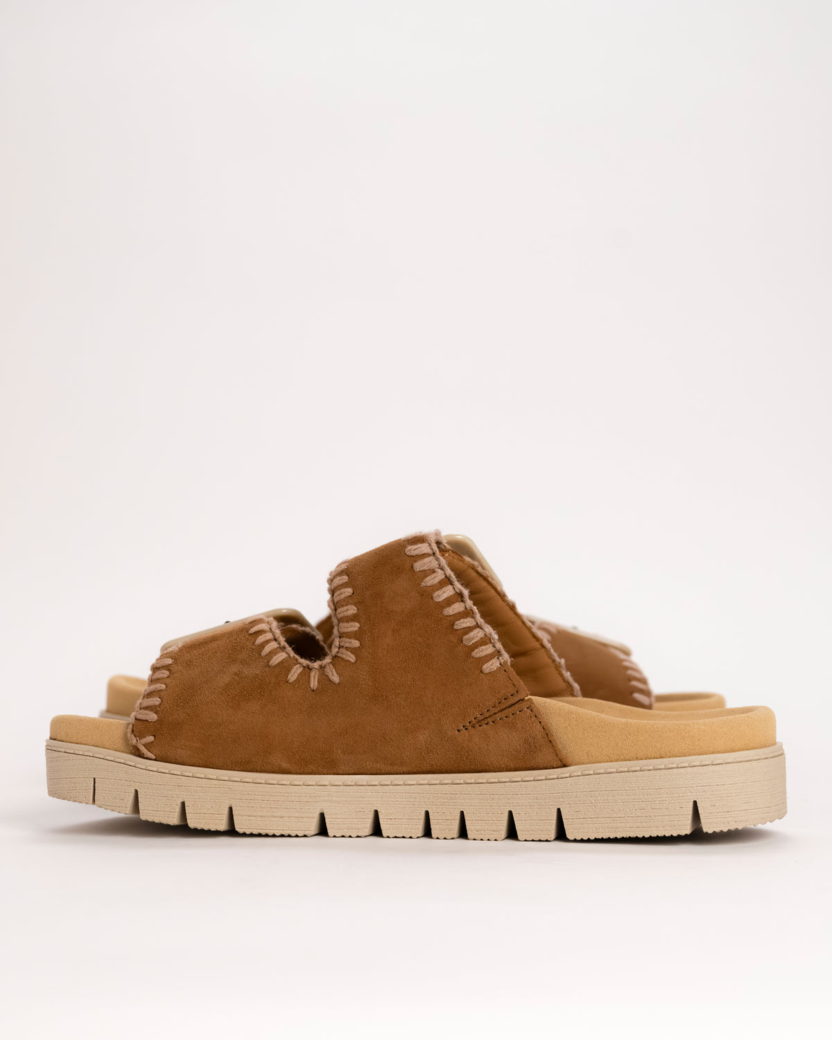 WHIPSTITCH SLIDE - TAN - LEATHER