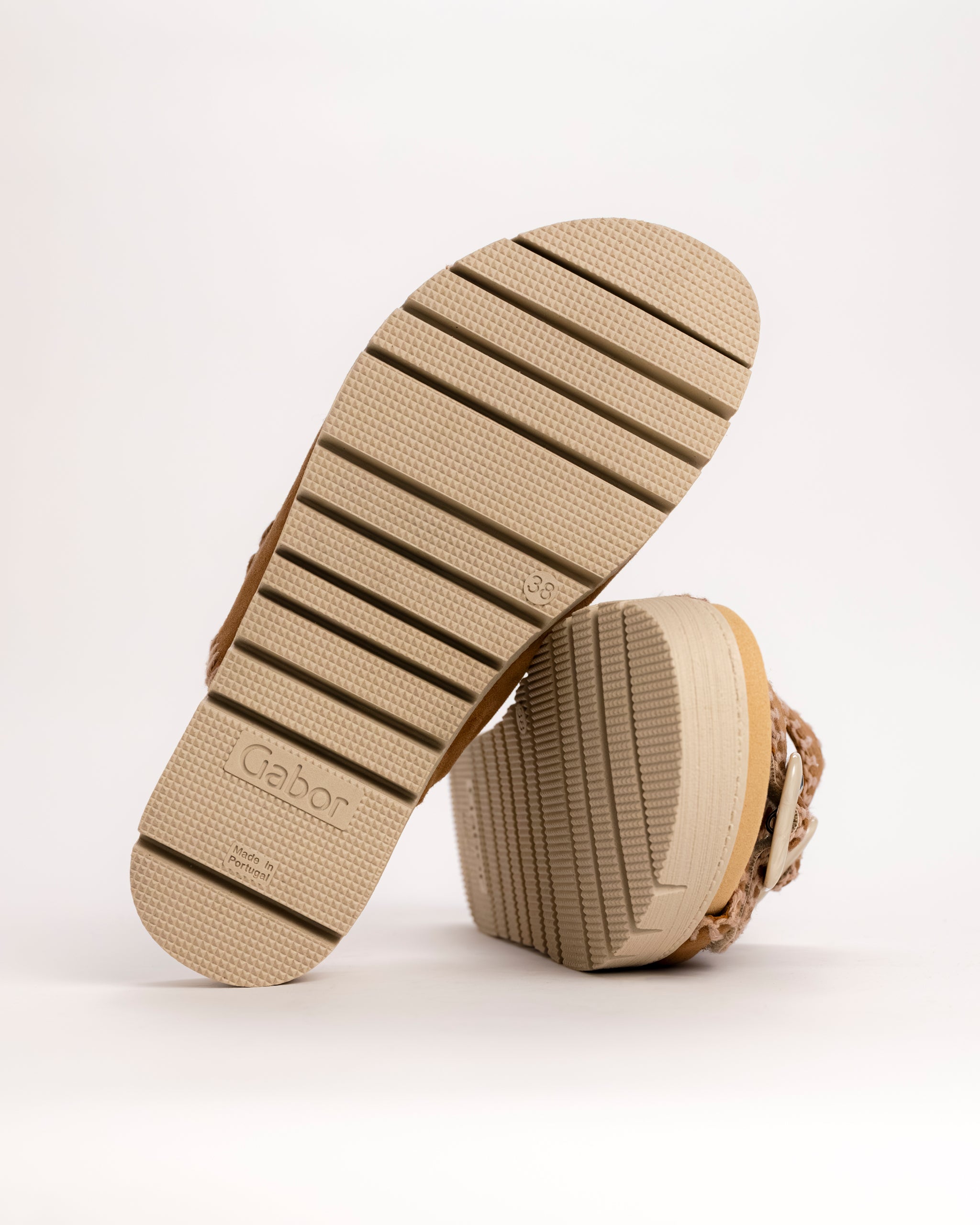 Gabor Tan Suede Whipstitch Slide Sandal 63.741.14 – Plaza Shoe Store
