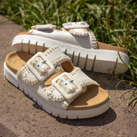 WHIPSTITCH SLIDE - WHITE - LEATHER