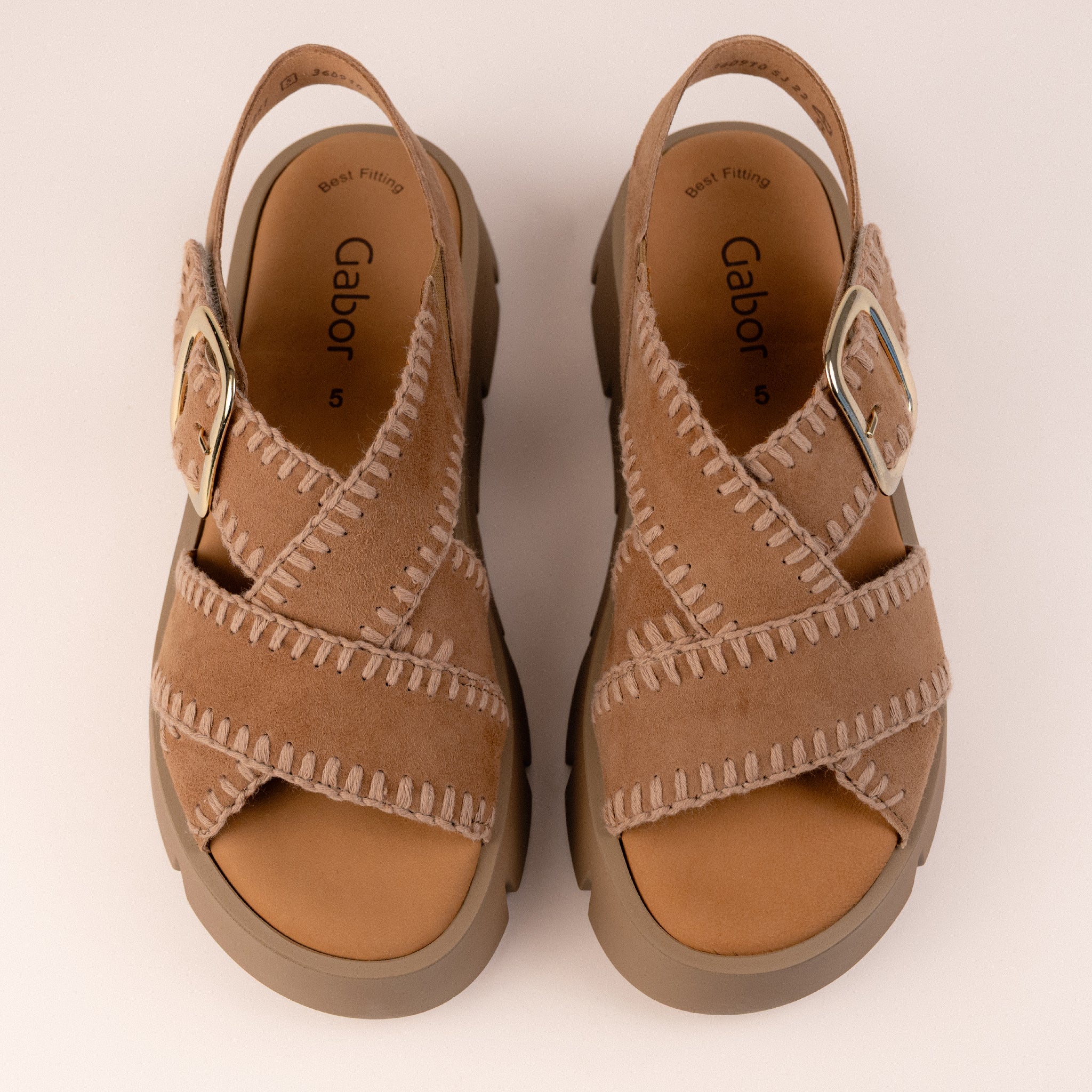 Women's Gabor Whipstitch Platform Sandal in Tan Leather – Plaza