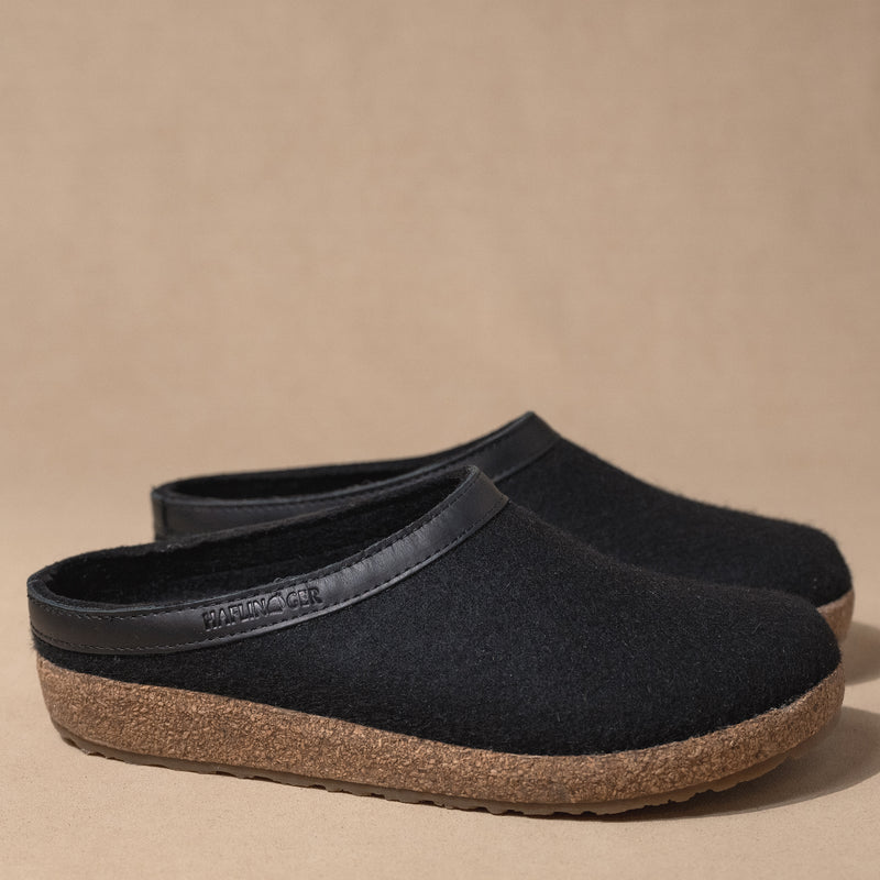 GRIZZLY W/LEATH - BLACK - WOOL