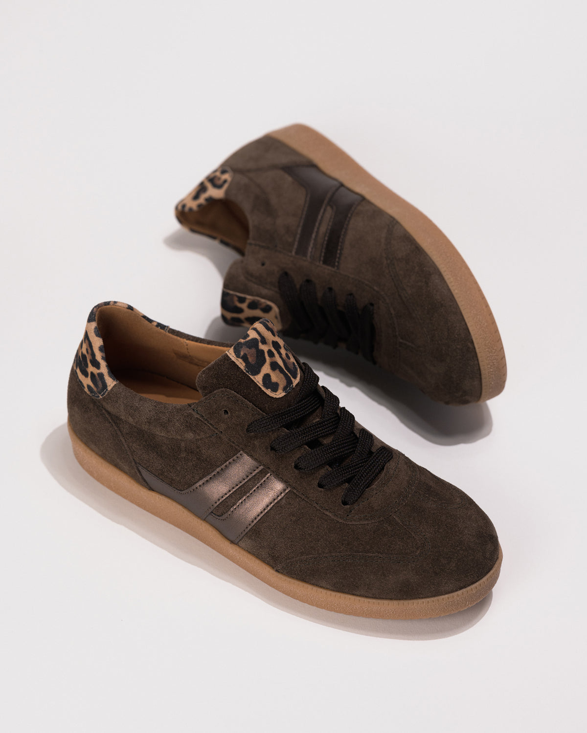 Side overhead view of the Gabor City Sneaker 73.300.18 in Brown Leather – Women’s Comfort Sneaker