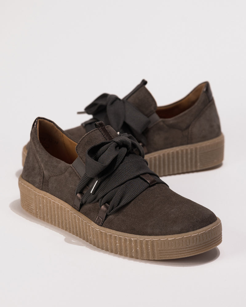 Front view of the Gabor Big Lace Sport Sneaker 73.333.18 in Mohair Suede – Women’s Comfort Sneaker