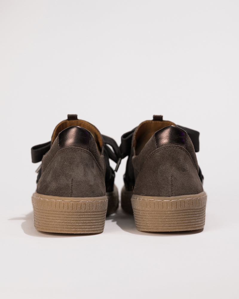 Heel view of the Gabor Big Lace Sport Sneaker 73.333.18 in Mohair Suede – Women’s Comfort Sneaker