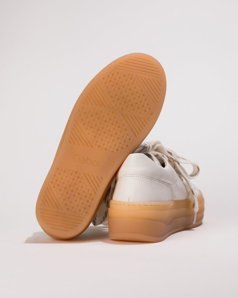 Bottom sole view of the Gabor Chunky Platform in White Leather – Women’s Sneaker