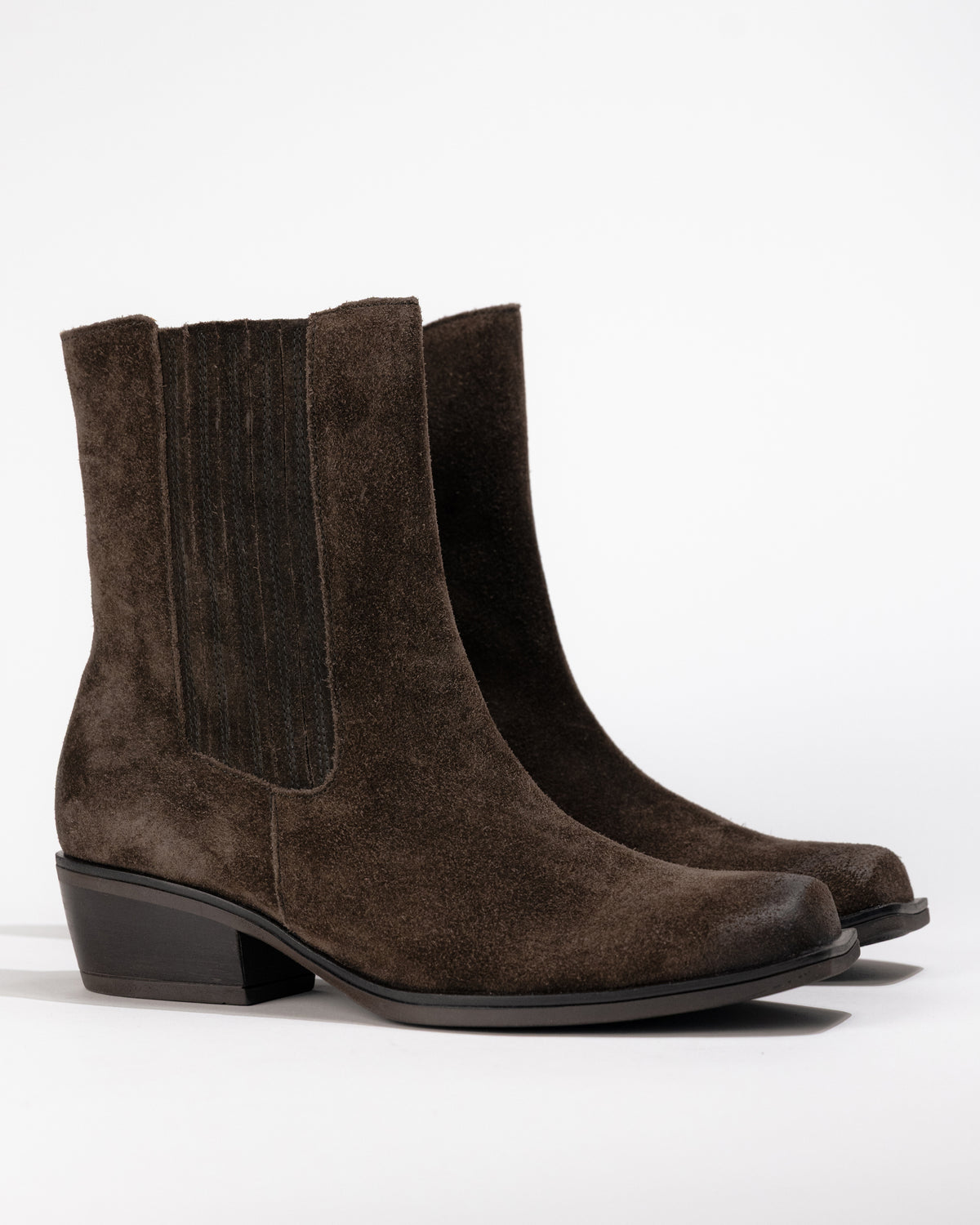 SQUARE TOE BOOTIE - ENGLISH BROWN - SUEDE