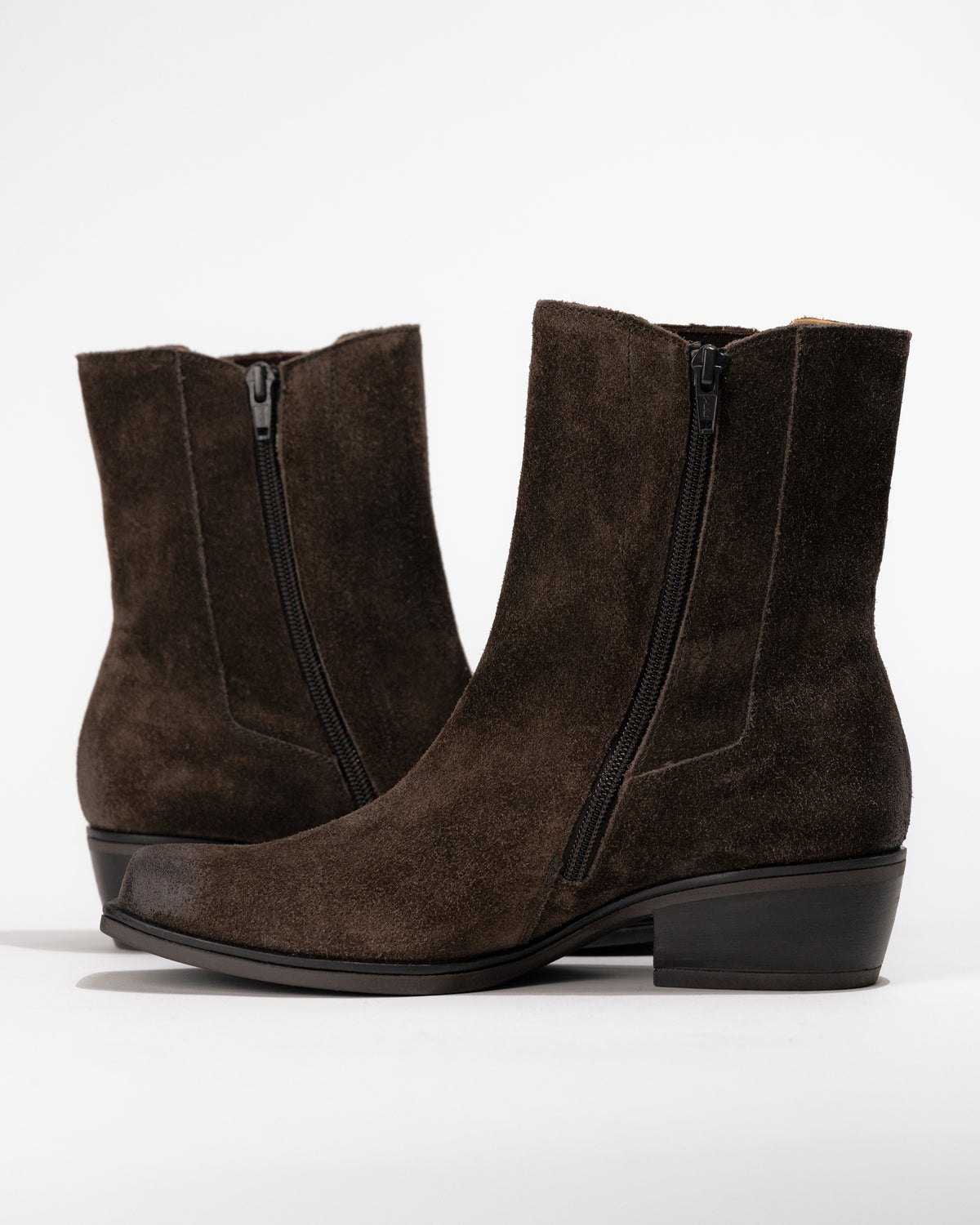 SQUARE TOE BOOTIE - ENGLISH BROWN - SUEDE