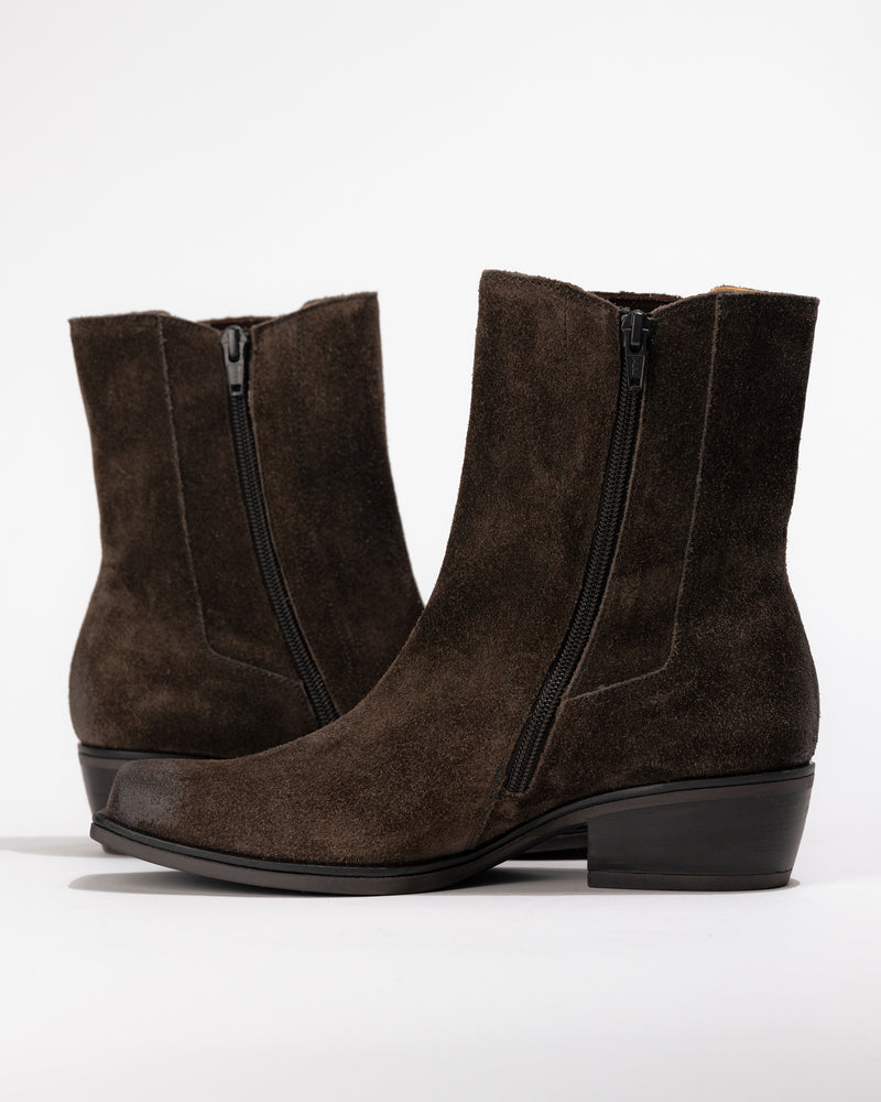 SQUARE TOE BOOTIE - ENGLISH BROWN - SUEDE