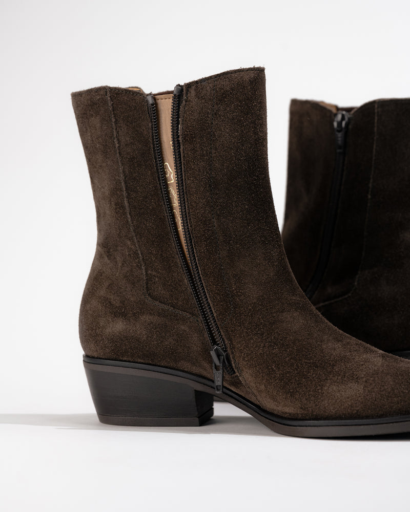 SQUARE TOE BOOTIE - ENGLISH BROWN - SUEDE