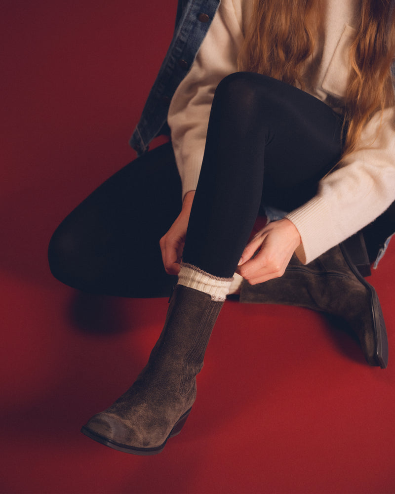 SQUARE TOE BOOTIE - ENGLISH BROWN - SUEDE