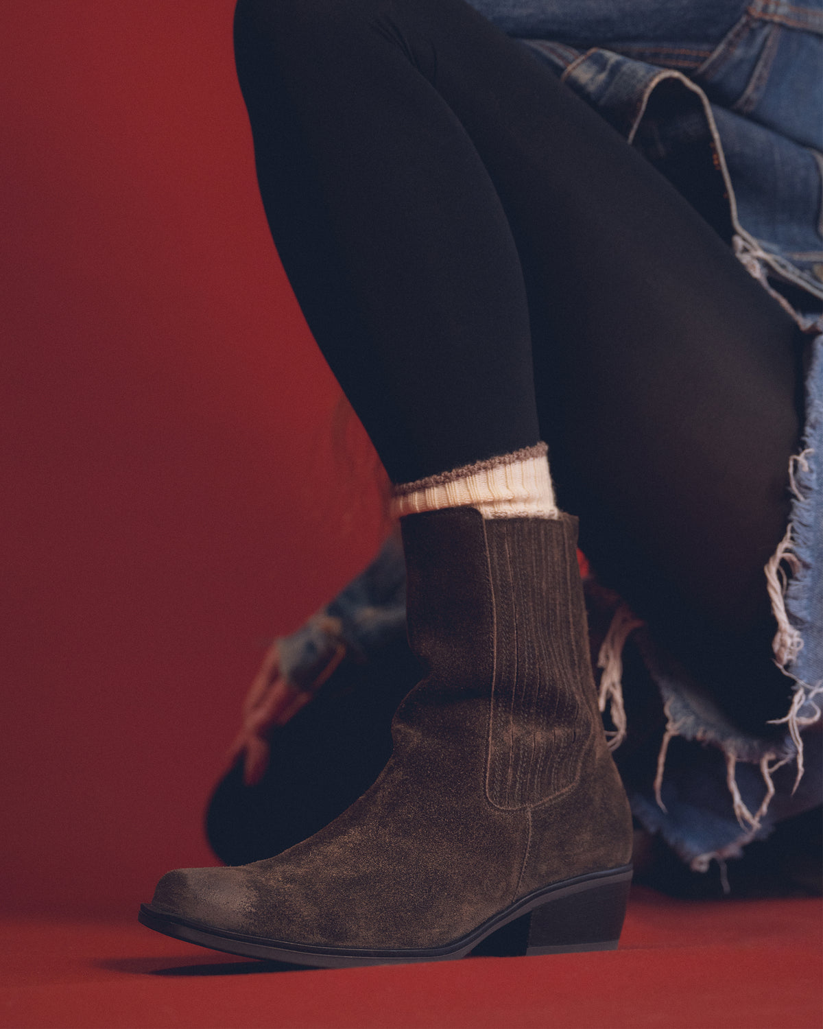 SQUARE TOE BOOTIE - ENGLISH BROWN - SUEDE