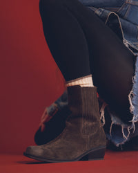 SQUARE TOE BOOTIE - ENGLISH BROWN - SUEDE