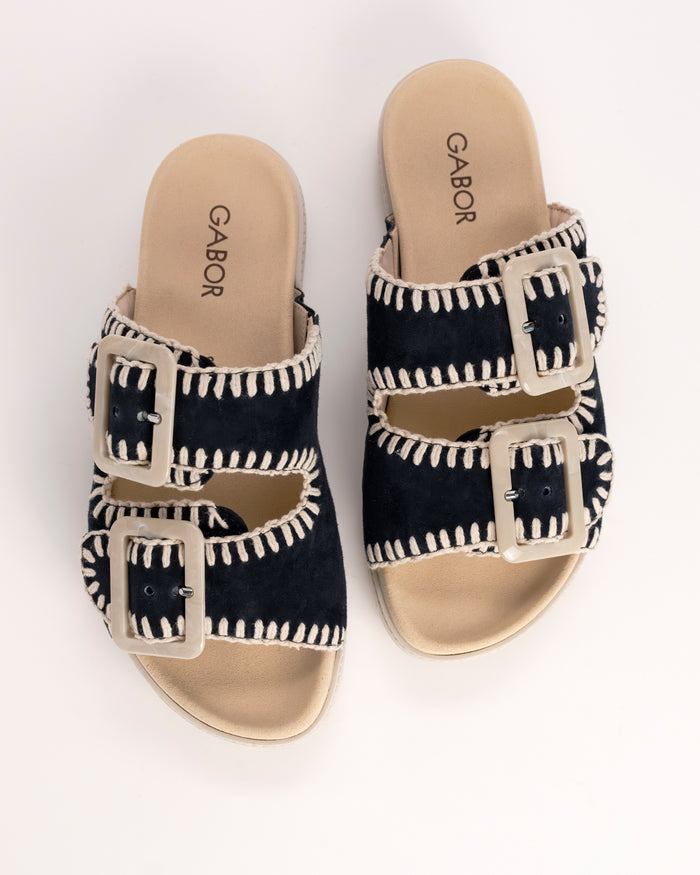 WHIPSTITCH SLIDE - NAVY - SUEDE