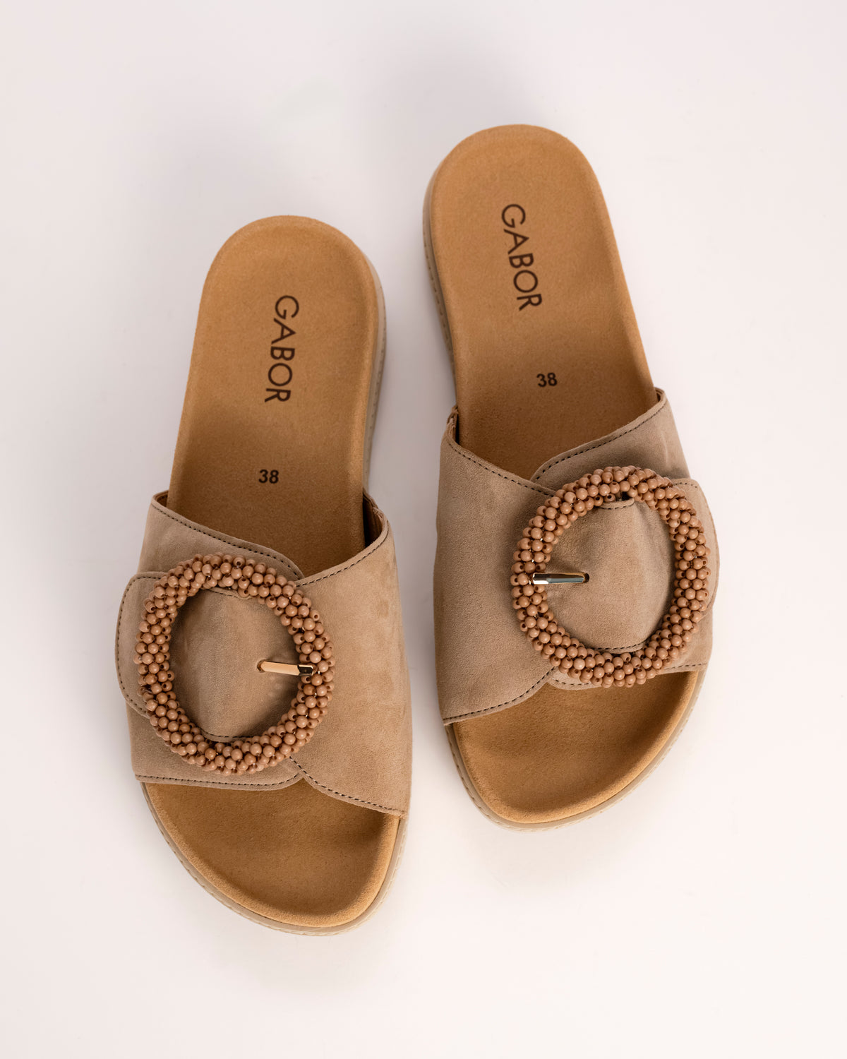 BEADED SLIDE - SAND - SUEDE