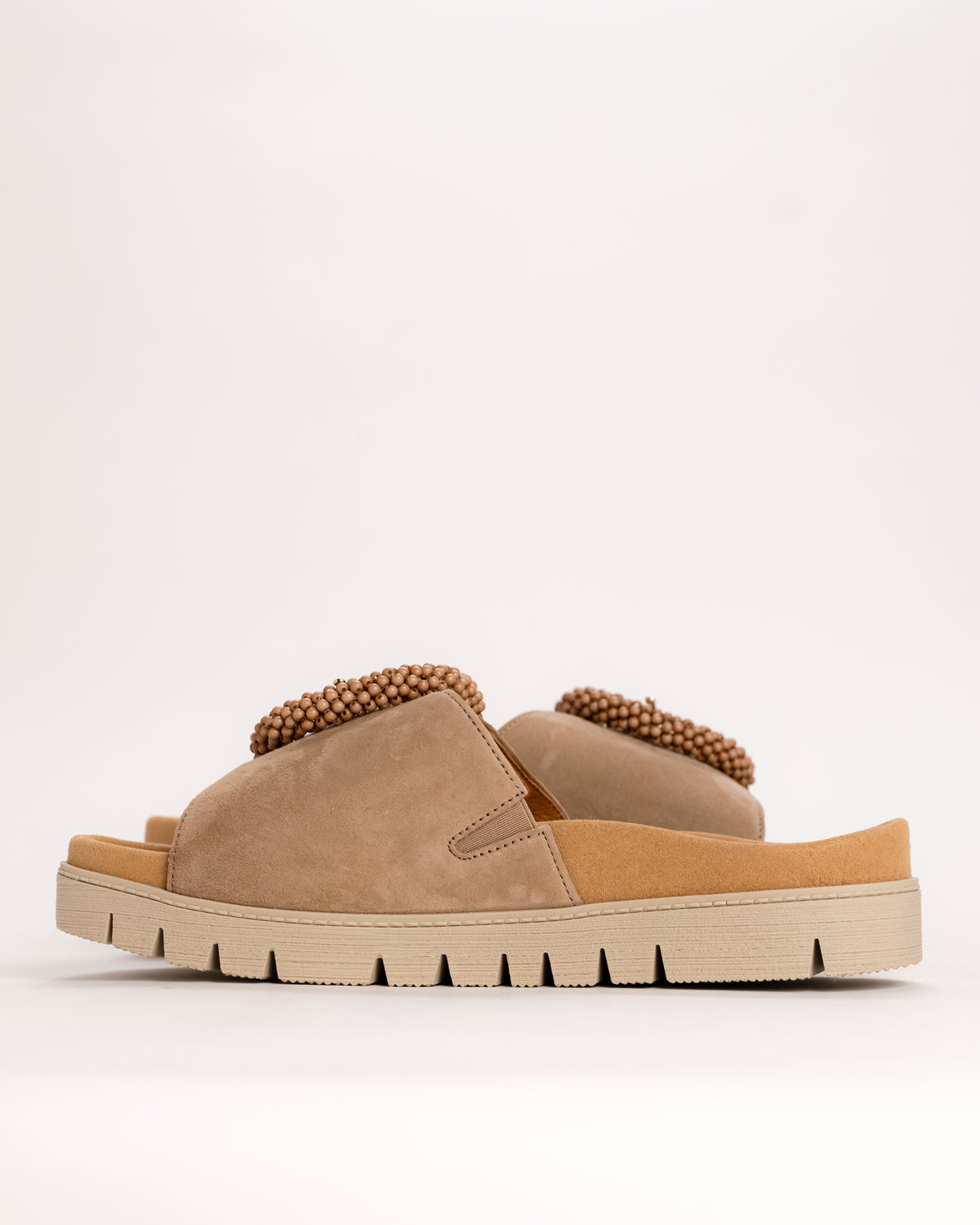 BEADED SLIDE - SAND - SUEDE