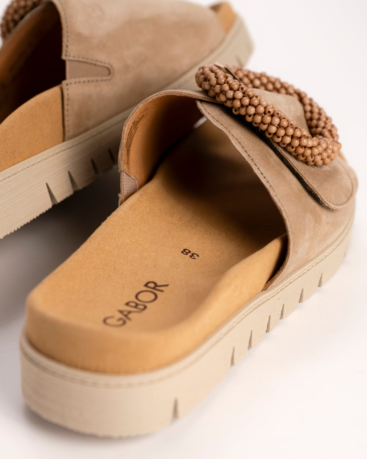 BEADED SLIDE - SAND - SUEDE