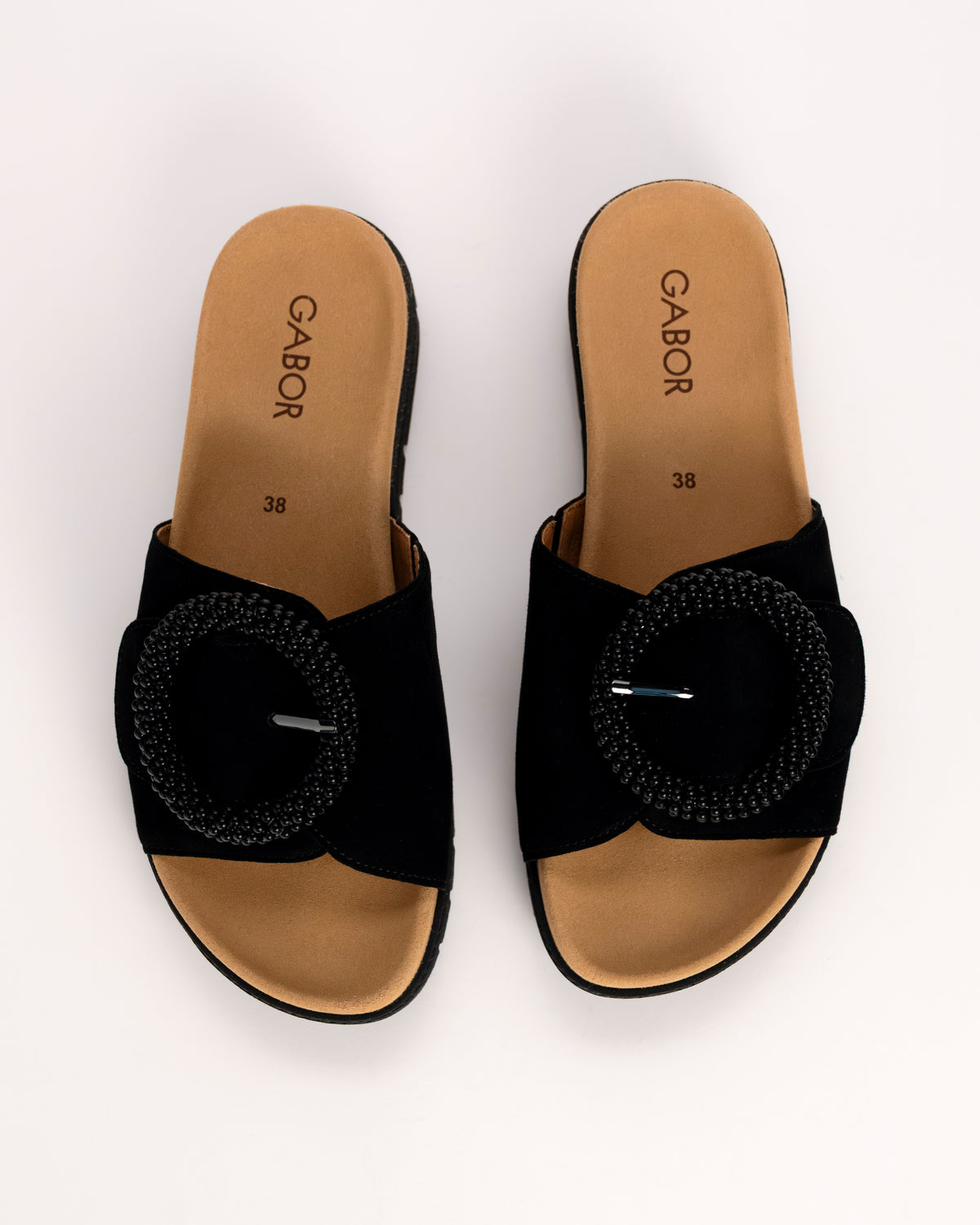 BEADED SLIDE - BLACK - SUEDE