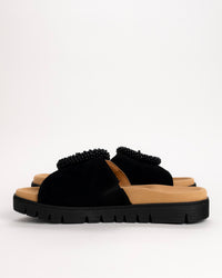 BEADED SLIDE - BLACK - SUEDE