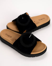 BEADED SLIDE - BLACK - SUEDE