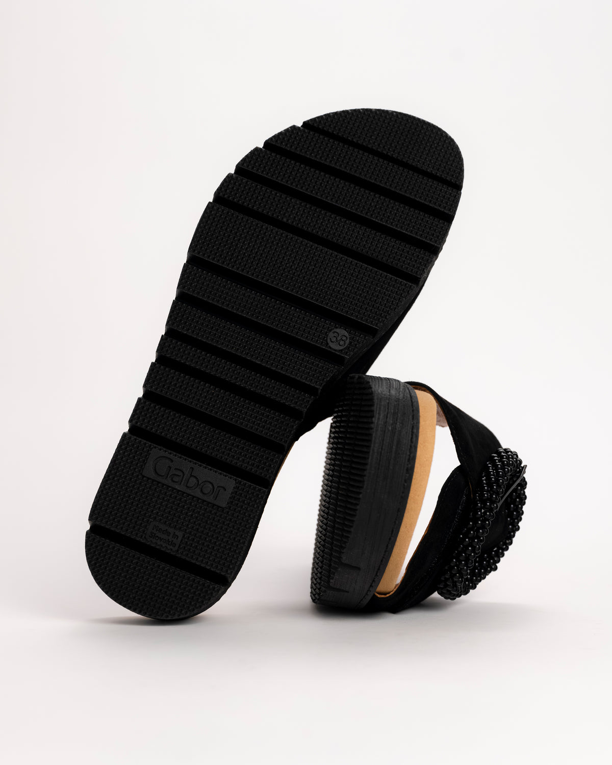 BEADED SLIDE - BLACK - SUEDE