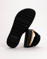 BEADED SLIDE - BLACK - SUEDE