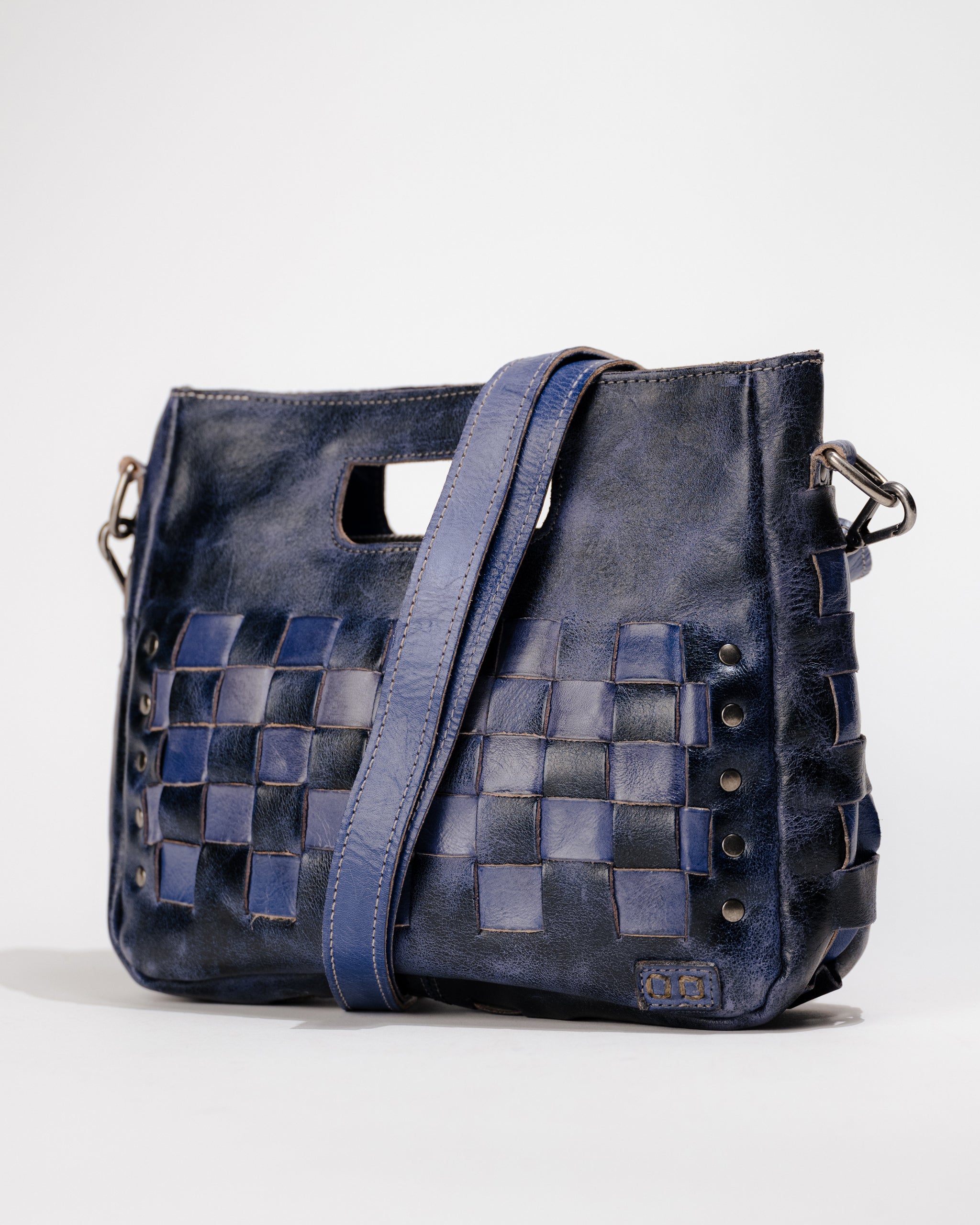 Bed|Stu Keiki Leather Crossbody Bag – Compact Woven Panel Handbag
