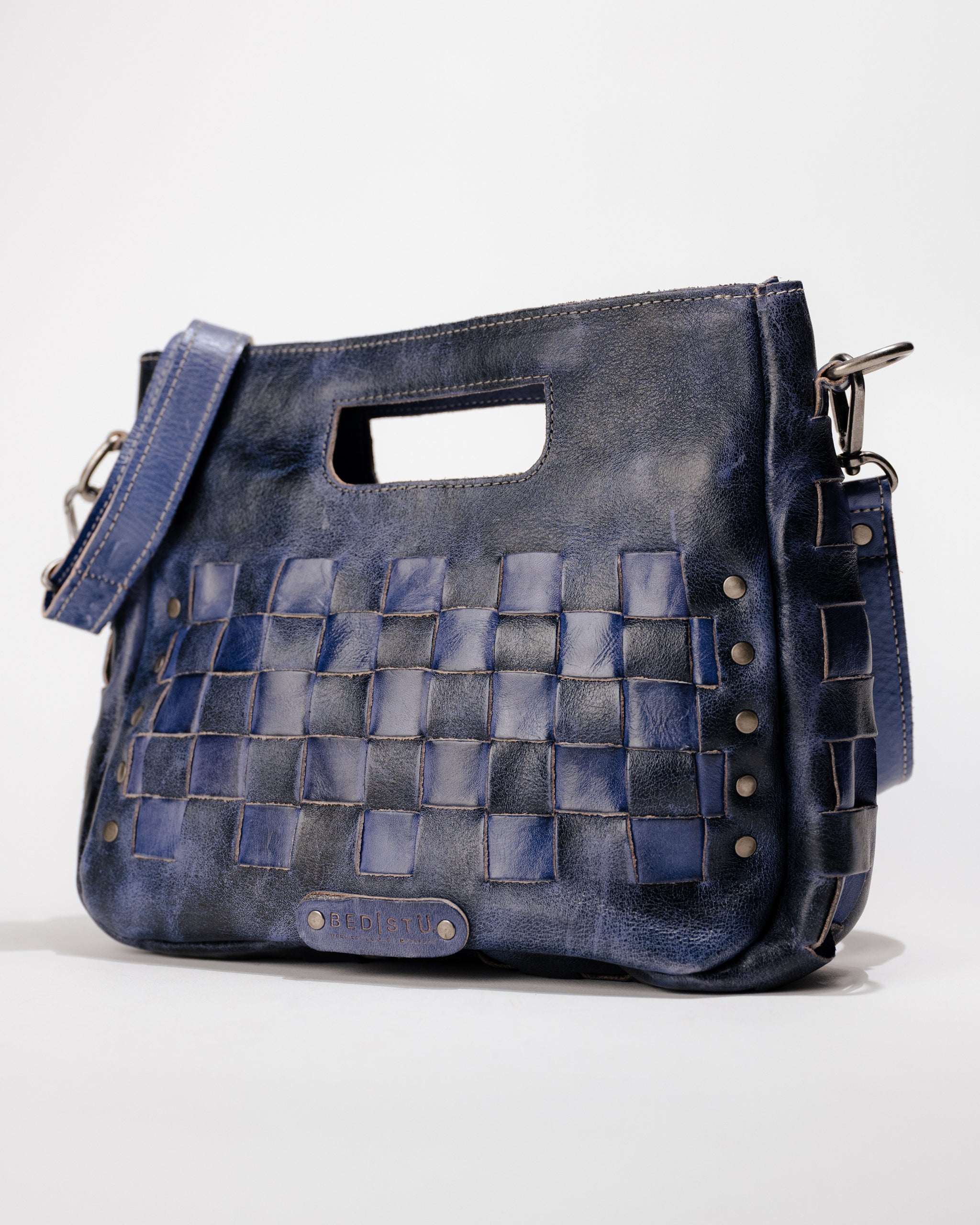 Bed|Stu Keiki Leather Crossbody Bag – Compact Woven Panel Handbag