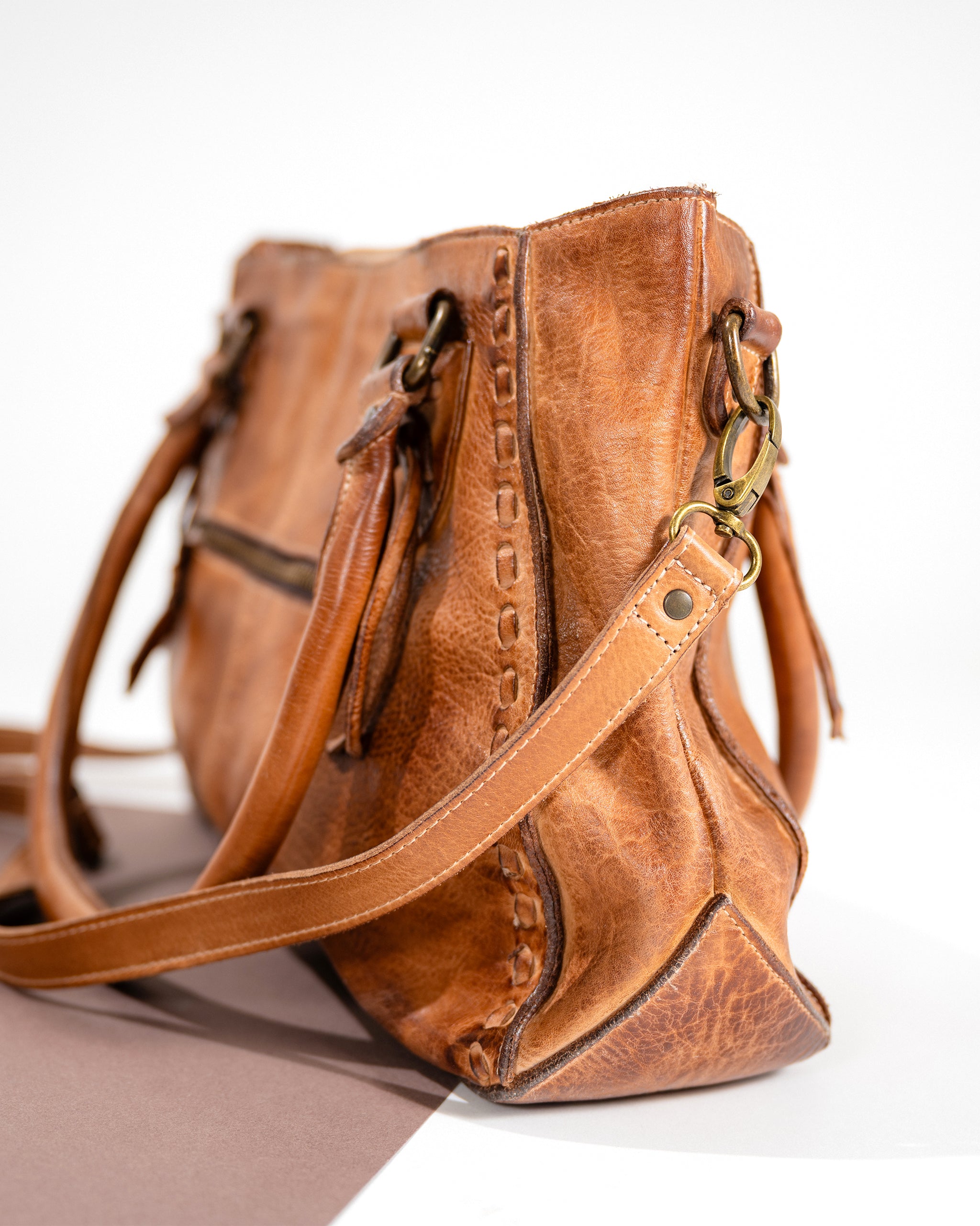 BedStu Rockababy Leather Handbag in Tan | Shoulder/Crossbody