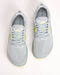 Top-down look at Altra Solstice XT3 Gray teal mesh upper and roomy toe box