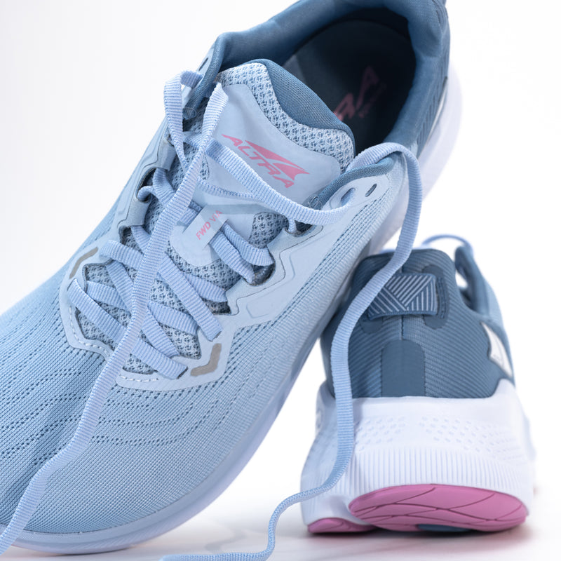 Detail of lace-up design on women’s Altra FWD VIA for a secure and adjustable fit.