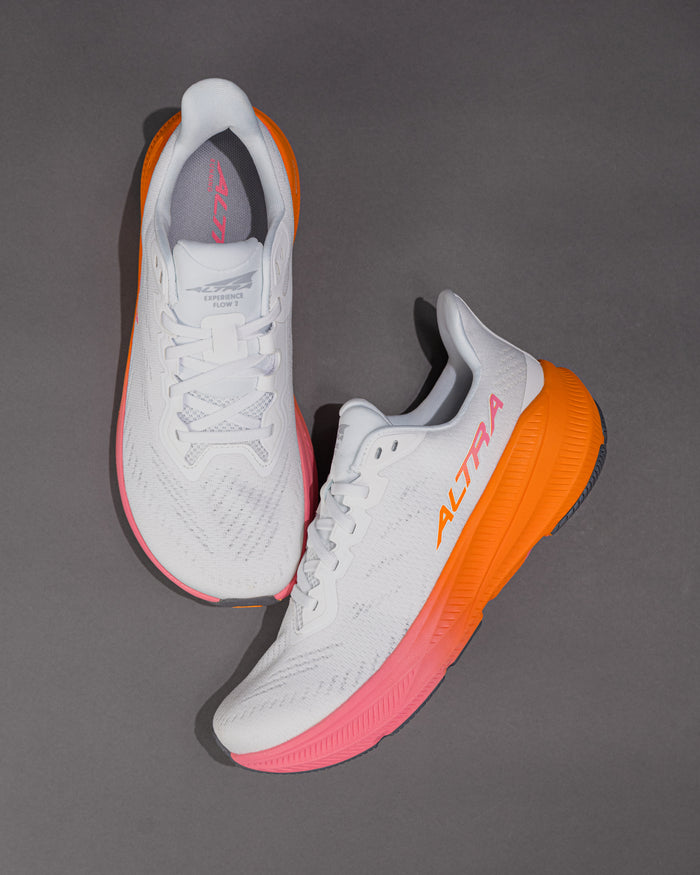 Women’s Altra Experience Flow 2 Road Running Shoe in White/Orange