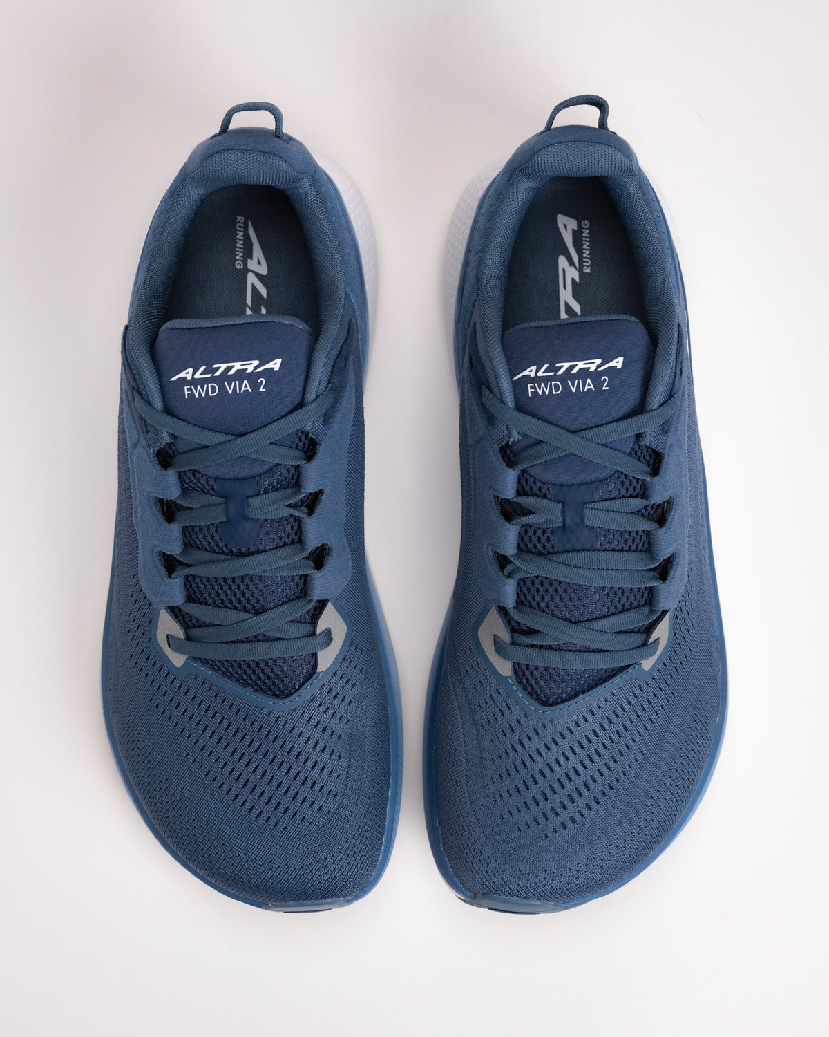 Overhead shot of the men’s Altra FWD VIA 2 in navy with wide FootShape™ toe box
