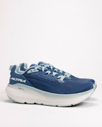 Side view of women’s Altra FWD VIA 2 running shoe in Light Blue with cushioned midsole