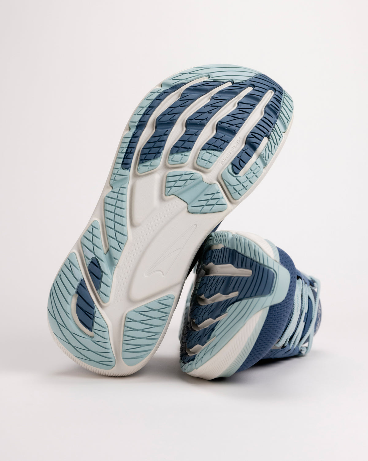 Grippy outsole tread pattern on the women’s Altra FWD VIA 2 in light blue designed for road running