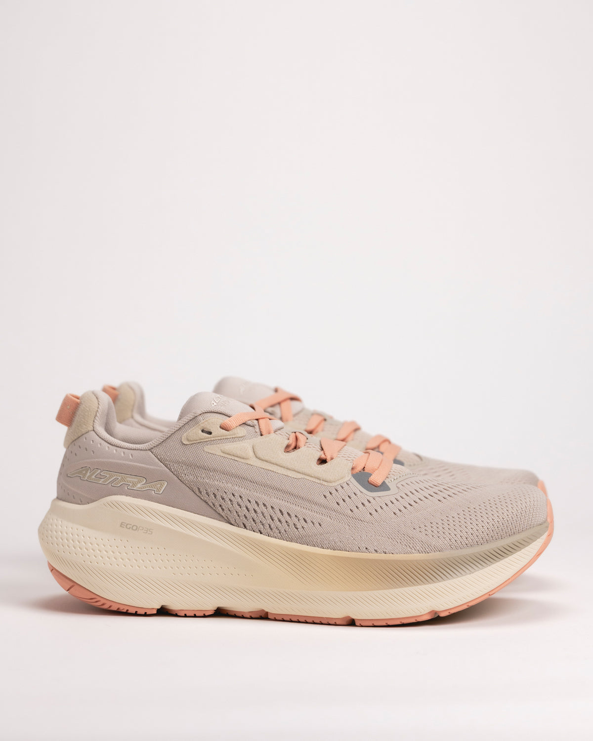 Side view of women’s Altra FWD VIA 2 running shoe in Tan with cushioned midsole
