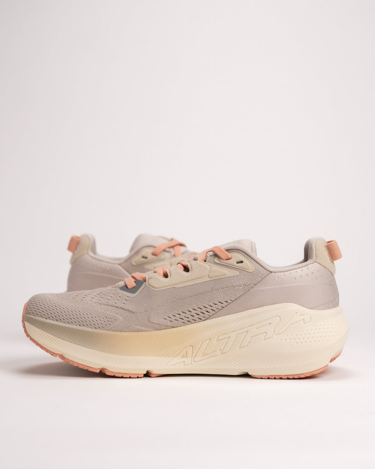 Side view of women’s Altra FWD VIA 2 running shoe in Tan with cushioned midsole
