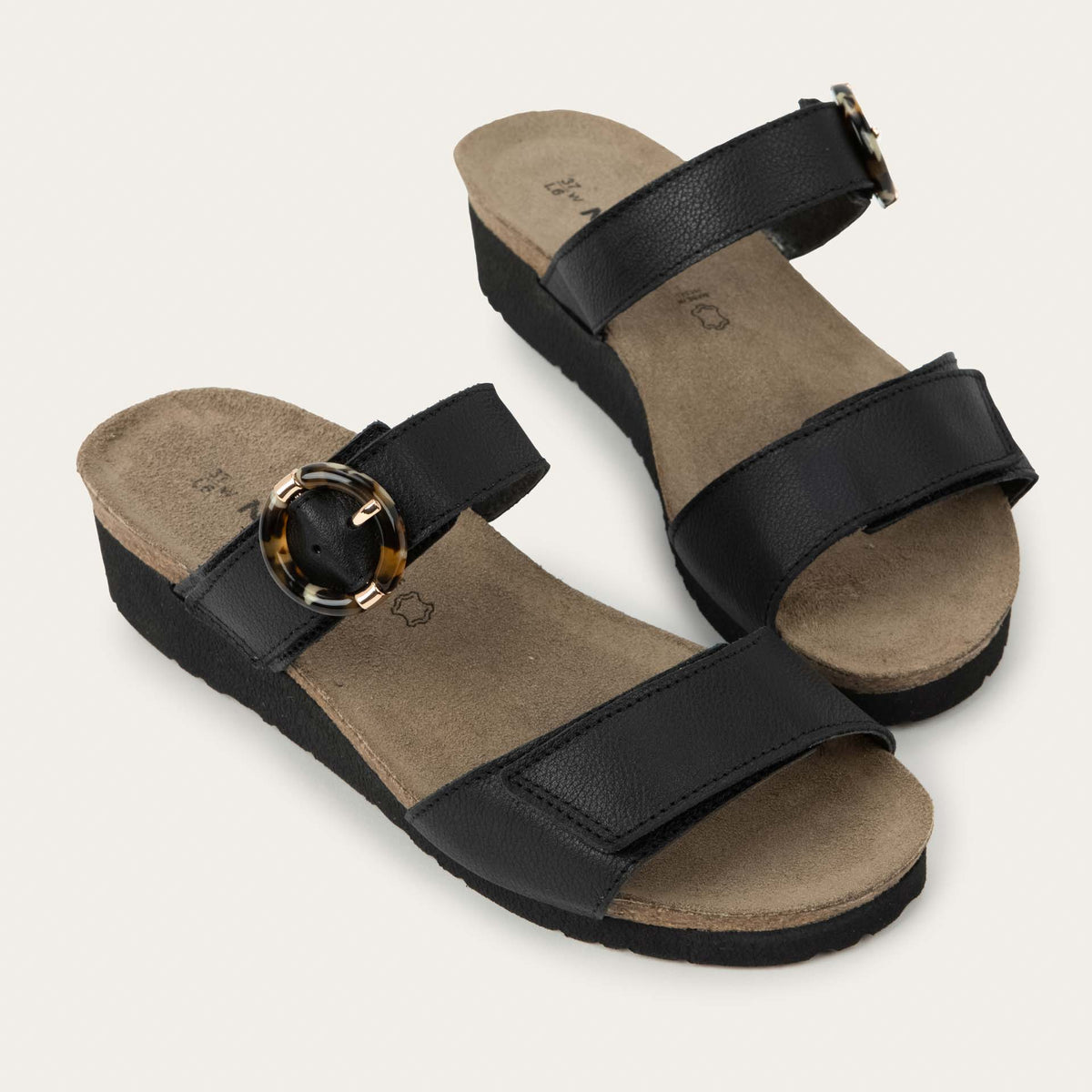 Women's Naot Anabel Wedge Slide in in Black Leather