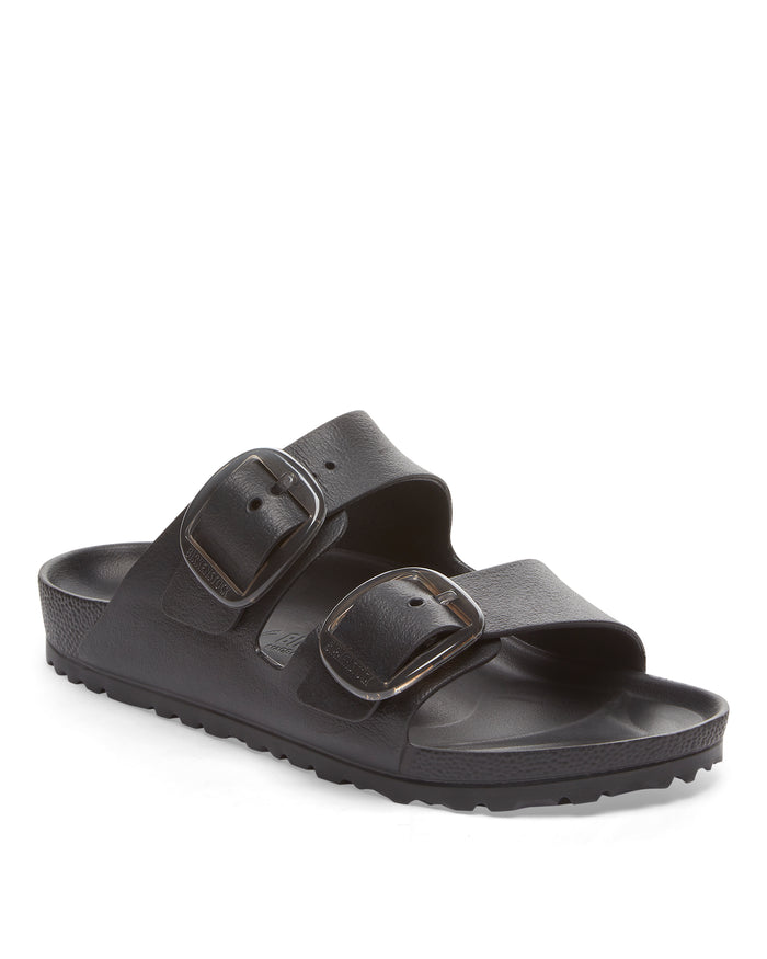 Product photo of the Birkenstock EVA Big Buckle Arizona Stealth sandal isolated on white