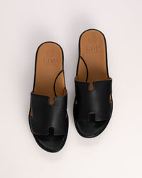 Top view of L’Amour Des Pieds Catian Slide showing slip-on leather upper and separated arch support