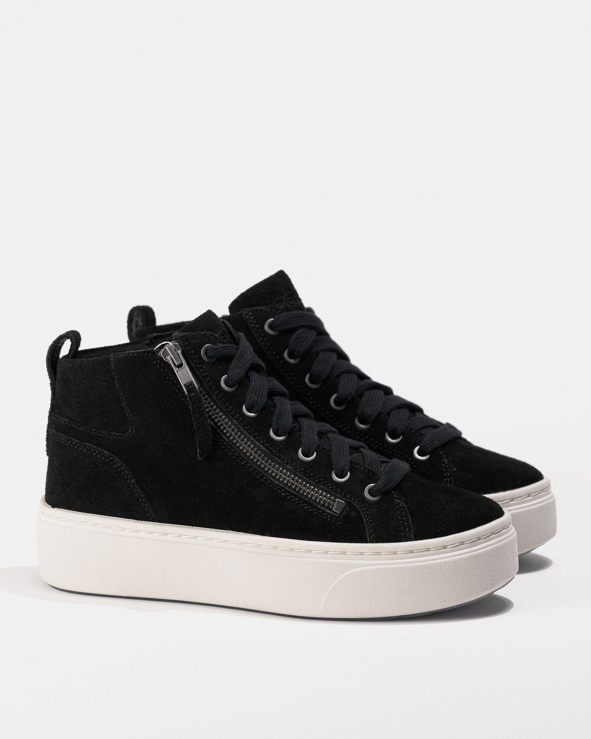 Aetrex Gianna Black Leather Platform Sneaker with Arch Support
