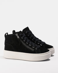 Women's Aetrex Gianna Arch Support Platform Sneaker in Black Suede Leather
