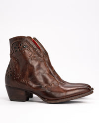 Women's Bed Stu Laredoa Leather Western Boot – Handcrafted Floral Cutout Ankle Boot in Java
