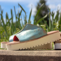 Women's BED|STU Fairlee II Slide in Baby Blue Lux Leather