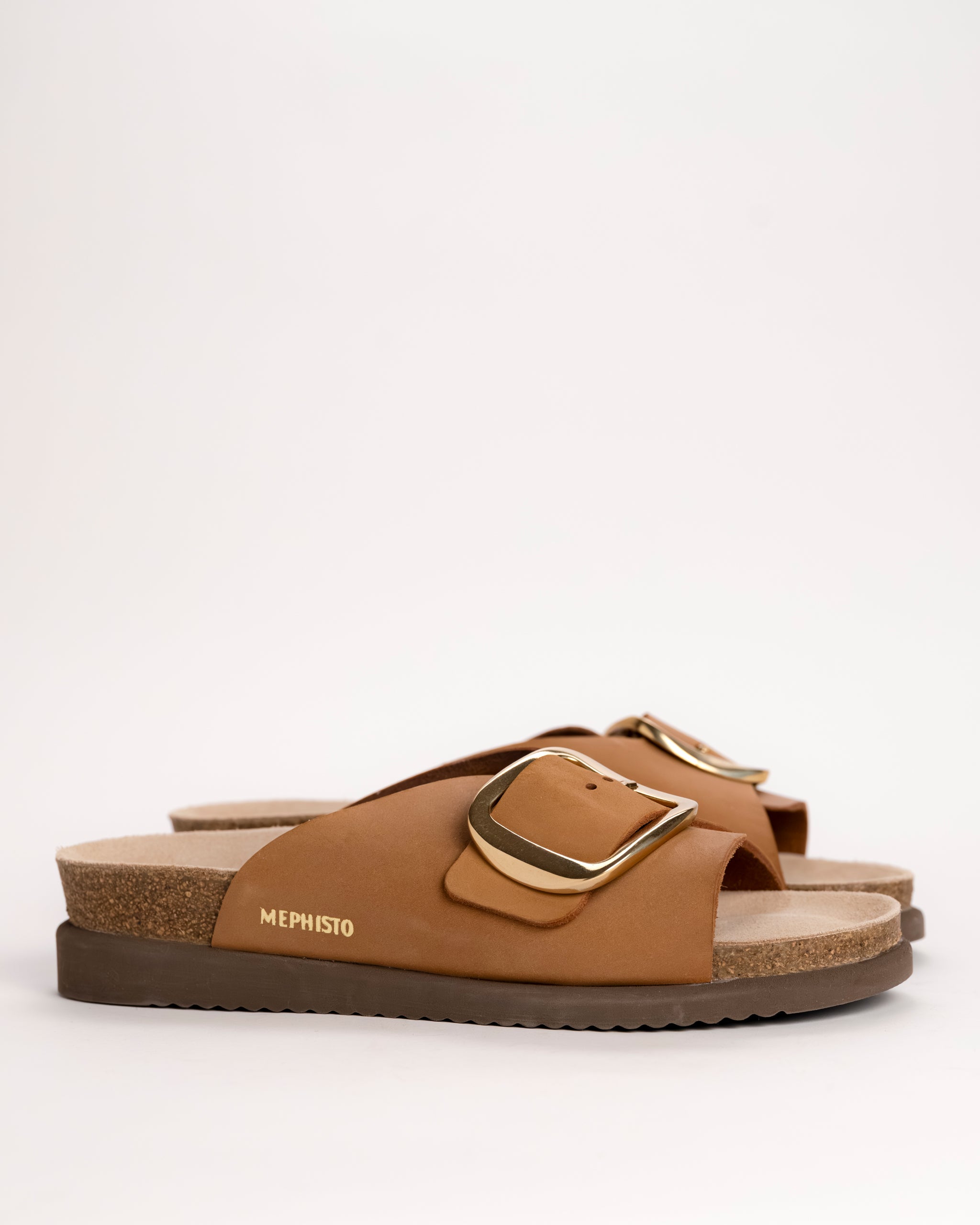 Mephisto Hariana Camel Leather Cork Slide Sandal – Plaza Shoe Store