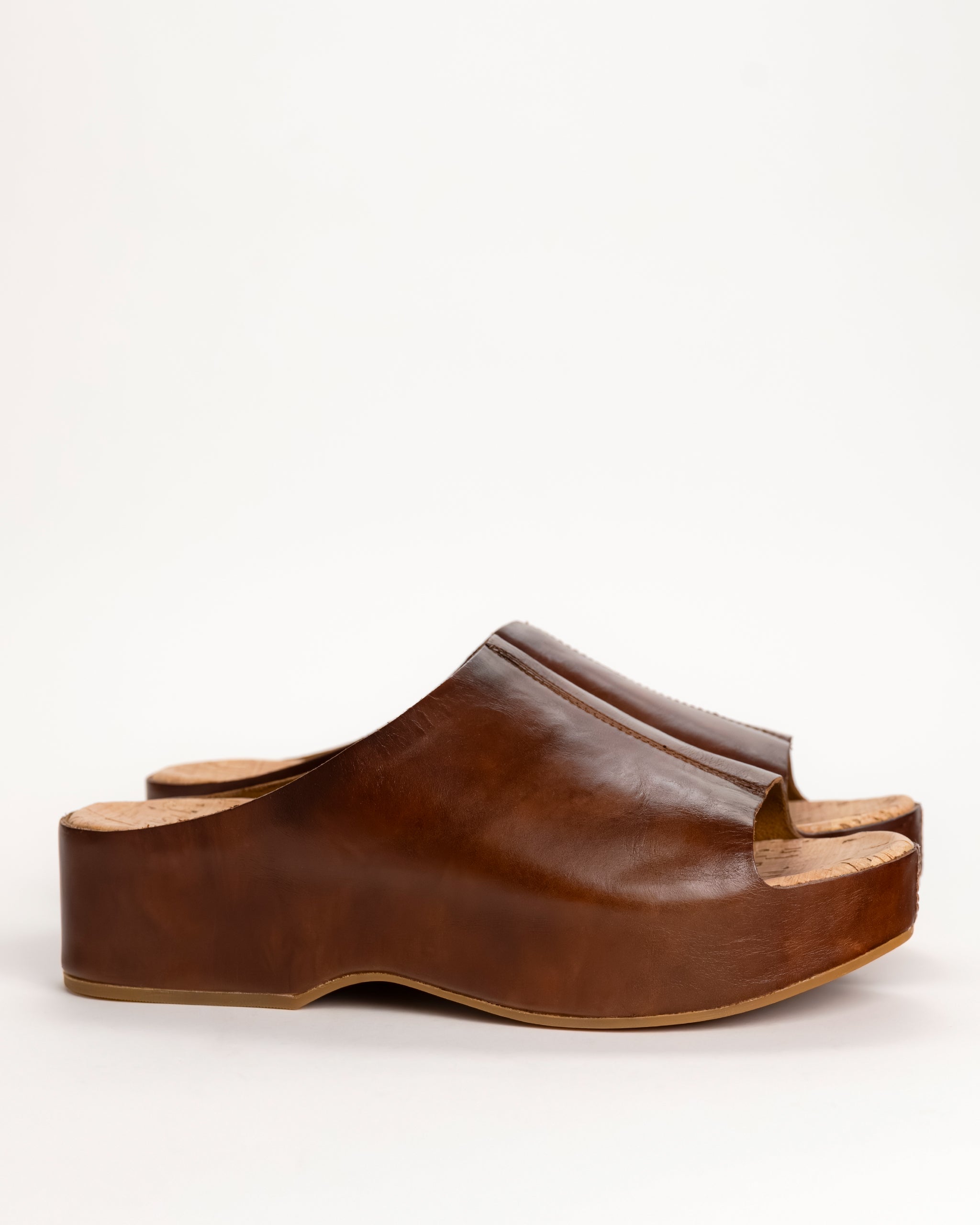 Kork-Ease Yazmin Leather Platform Slide Sandal - Dark Brown