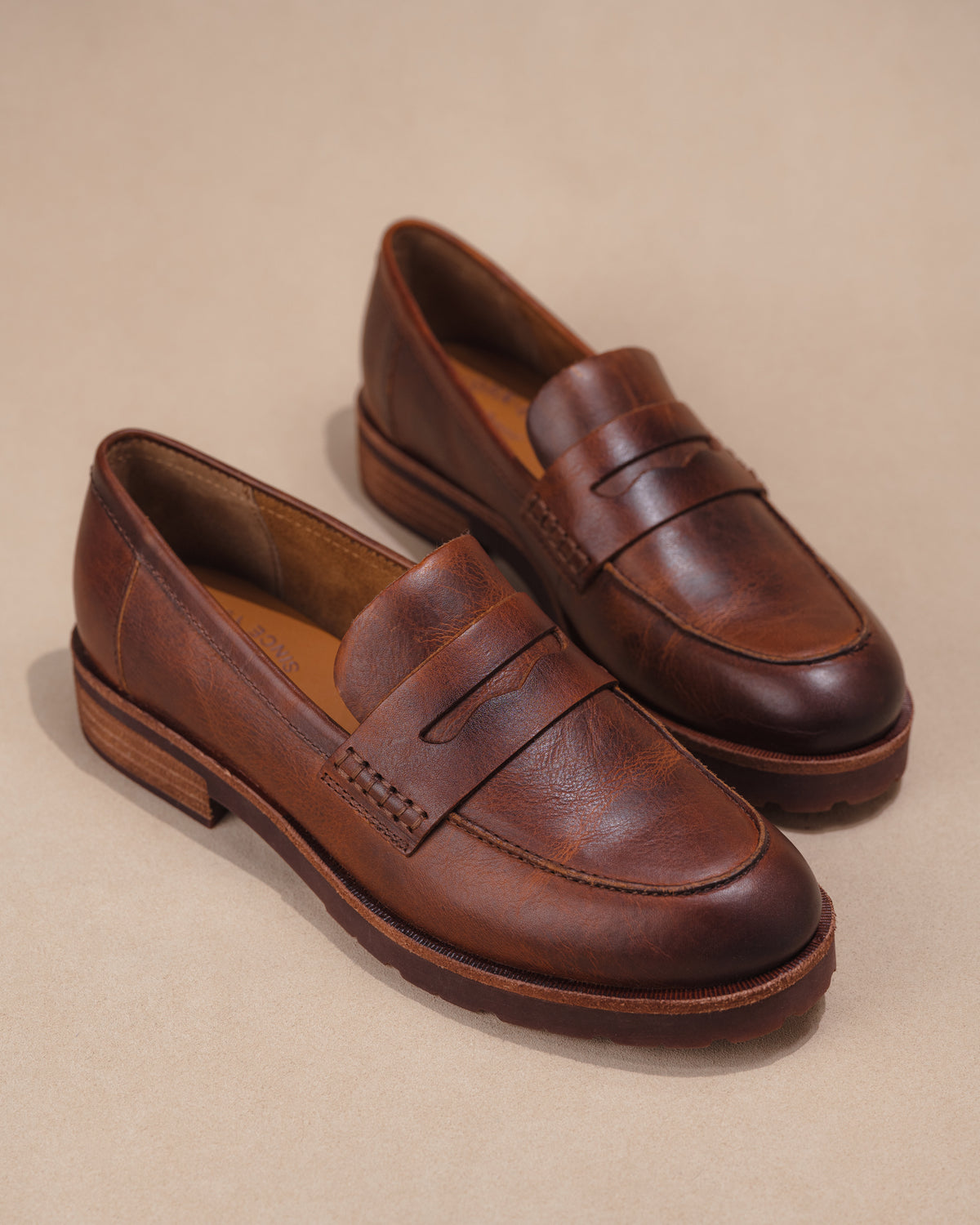 Detail view of the stitching and classic Penny Loafer detailing