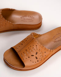 TUTSI WOVEN SLIDE - TAN - LEATHER