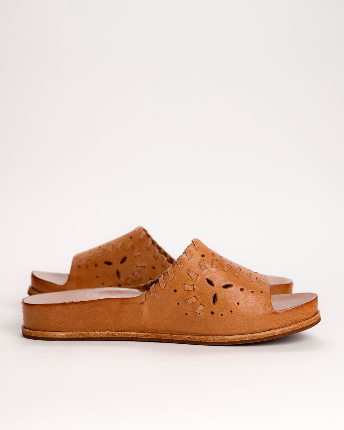 TUTSI WOVEN SLIDE - TAN - LEATHER